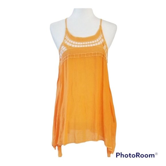 Johnny Was Tops - Johnny Was Women's Gigi crochet Tank Tunic Size Small Tangerine NWT